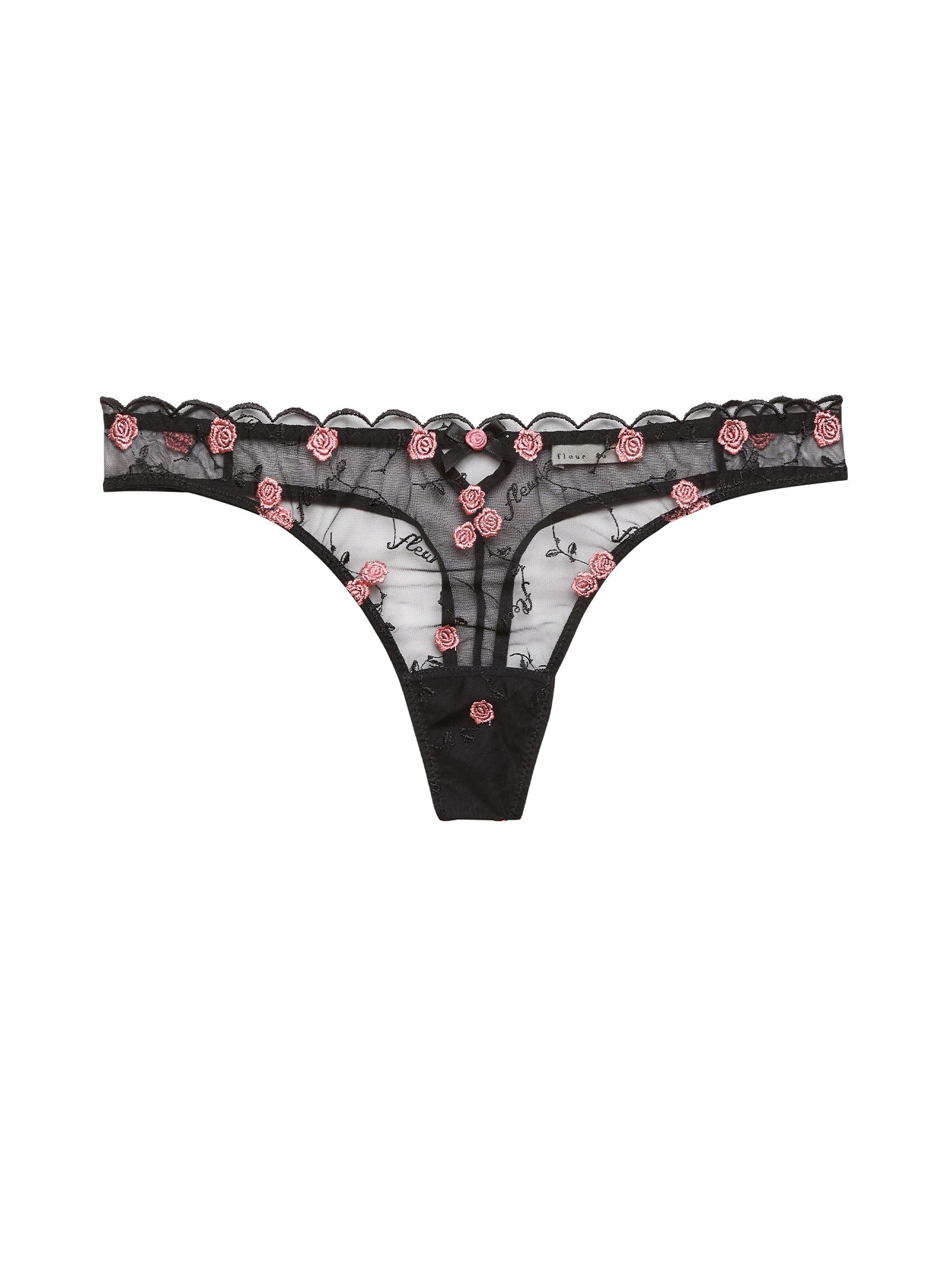 Black Rose & Vine Embroidery Thong | Fleur du Mal