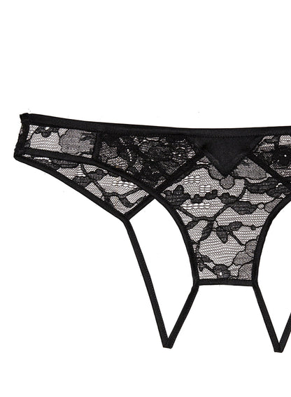 Black Magnolia Lace Ouvert Panty | Fleur du Mal