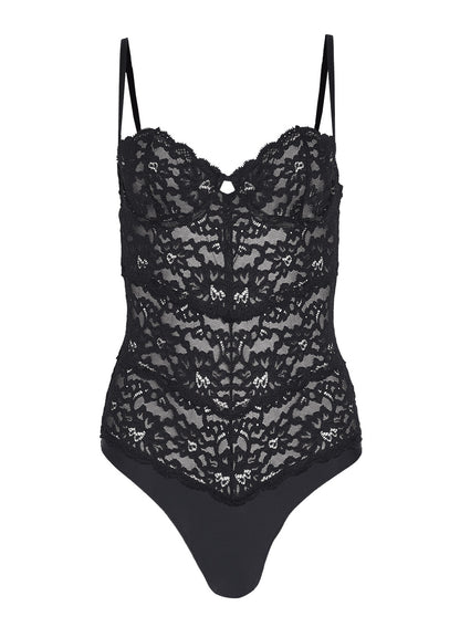 Black Charlotte Balconette Bodysuit | Fleur du Mal