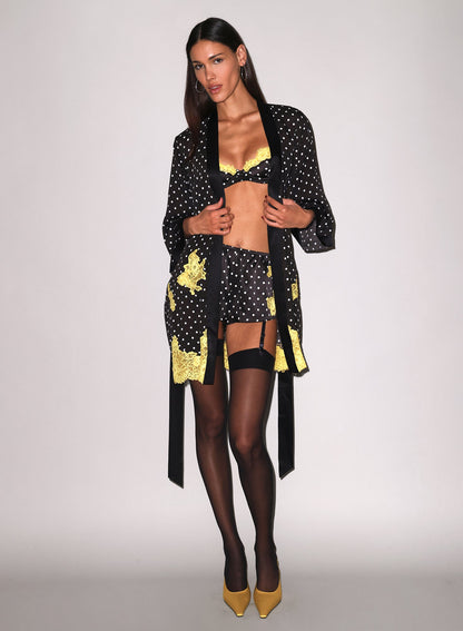 Small Dot Black Juliet Lace Robe | Fleur du Mal