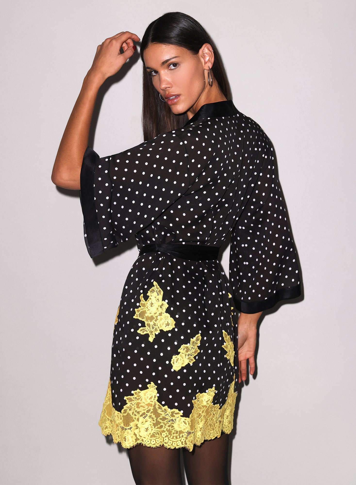Small Dot Black Juliet Lace Robe | Fleur du Mal