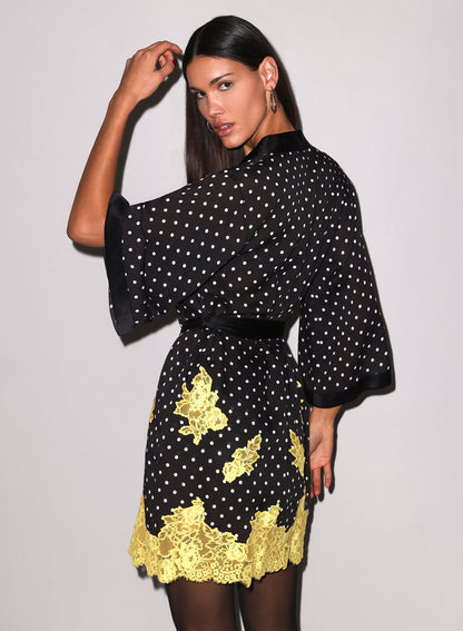 Small Dot Black Juliet Lace Robe | Fleur du Mal