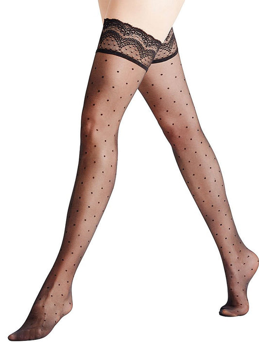 Black Falke Dot Stay Up Stocking | Fleur du Mal