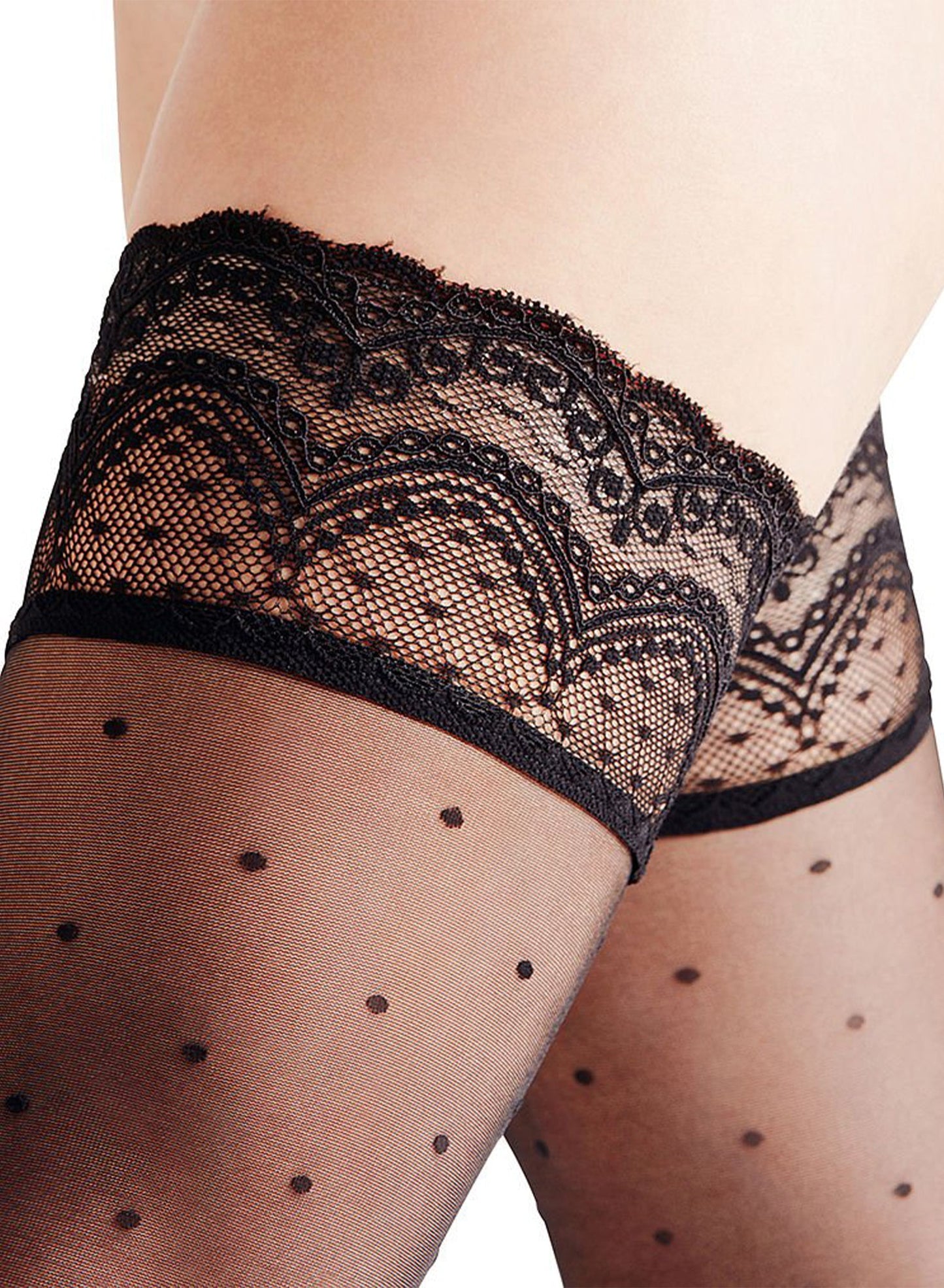 Black Falke Dot Stay Up Stocking | Fleur du Mal