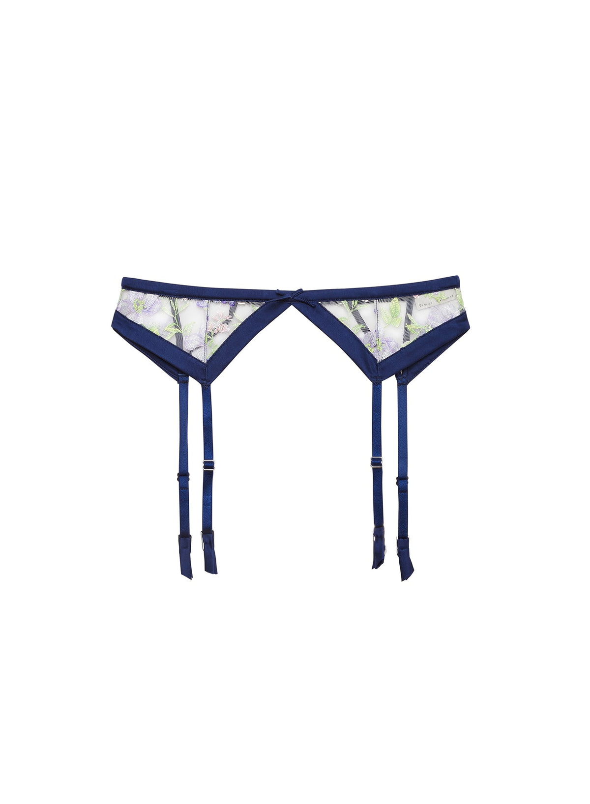 Midnight Navy Elara Embroidery Garter Belt | Fleur du Mal