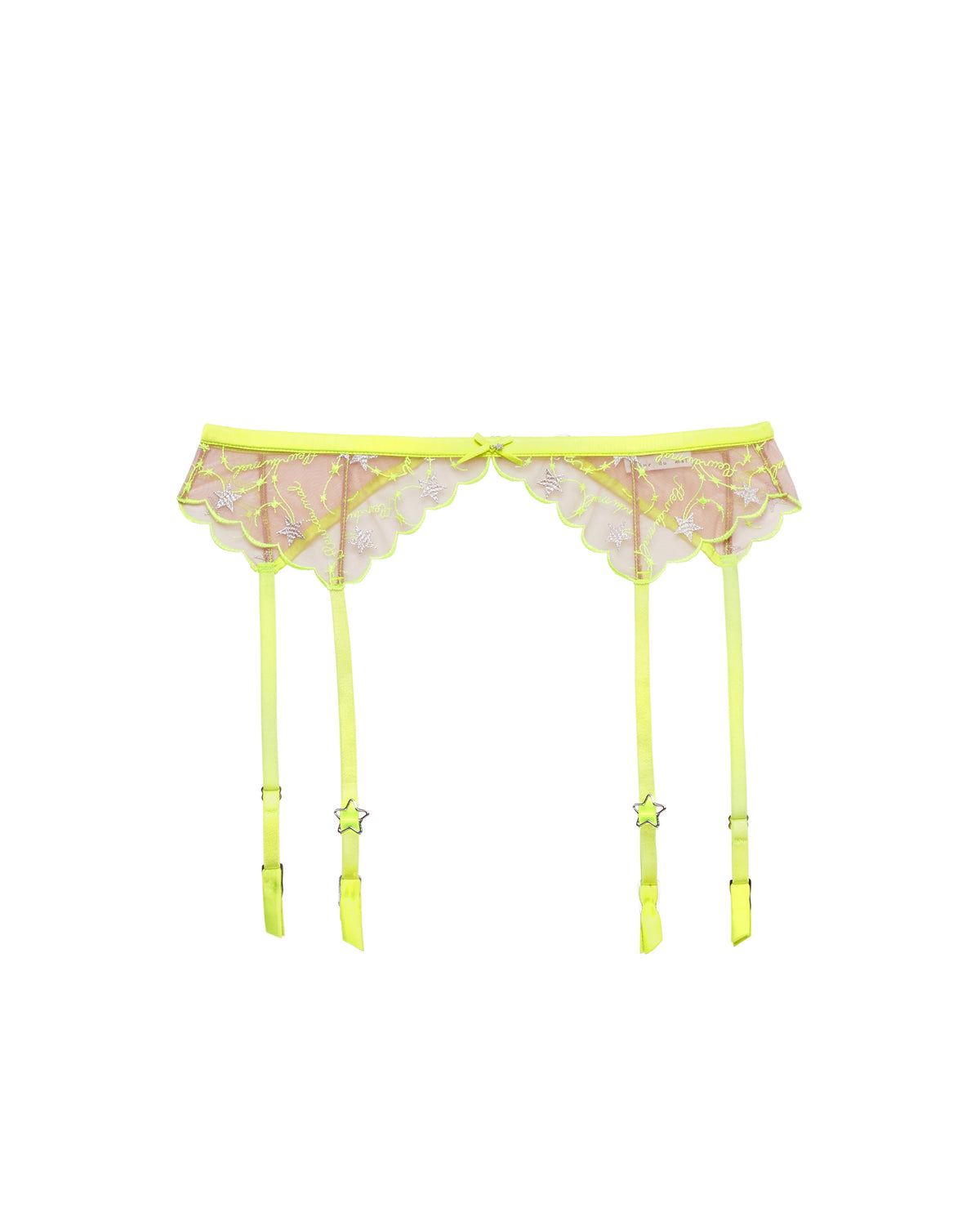 Neon Yellow Étoile Embroidery Garter Belt | Fleur du Mal