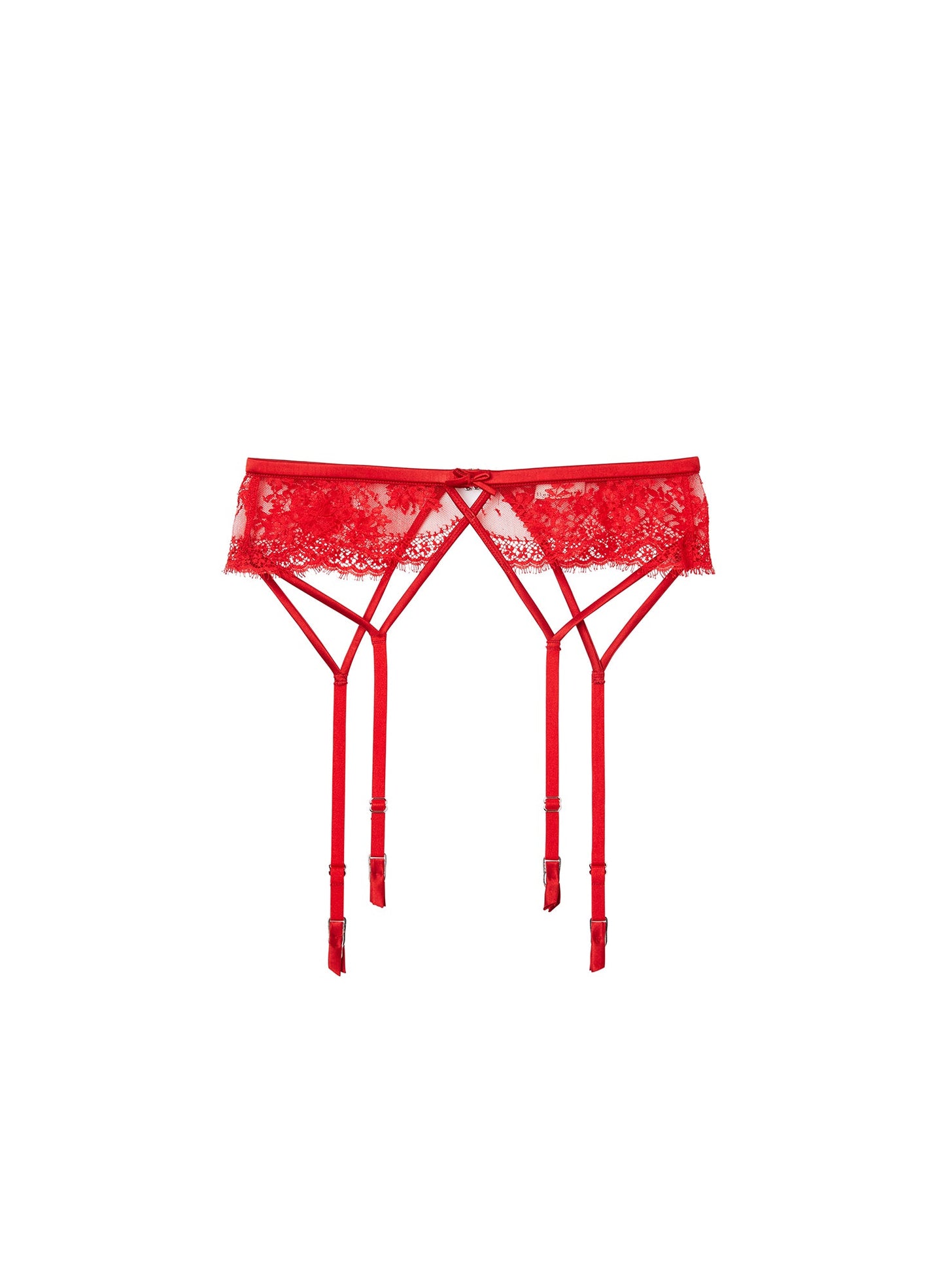Red Frankie Lace Strappy Garter Belt | Fleur du Mal