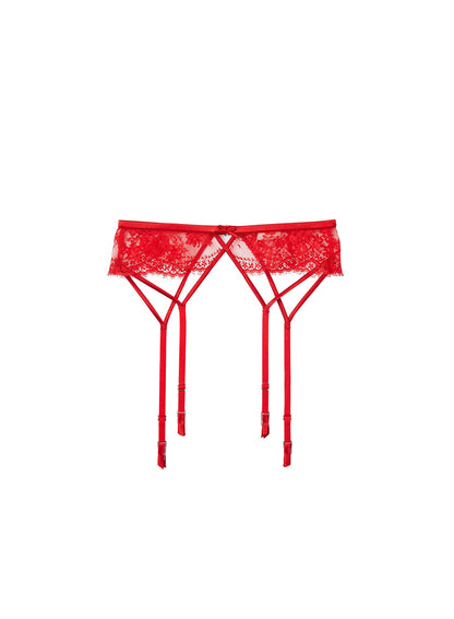 Red Frankie Lace Strappy Garter Belt | Fleur du Mal