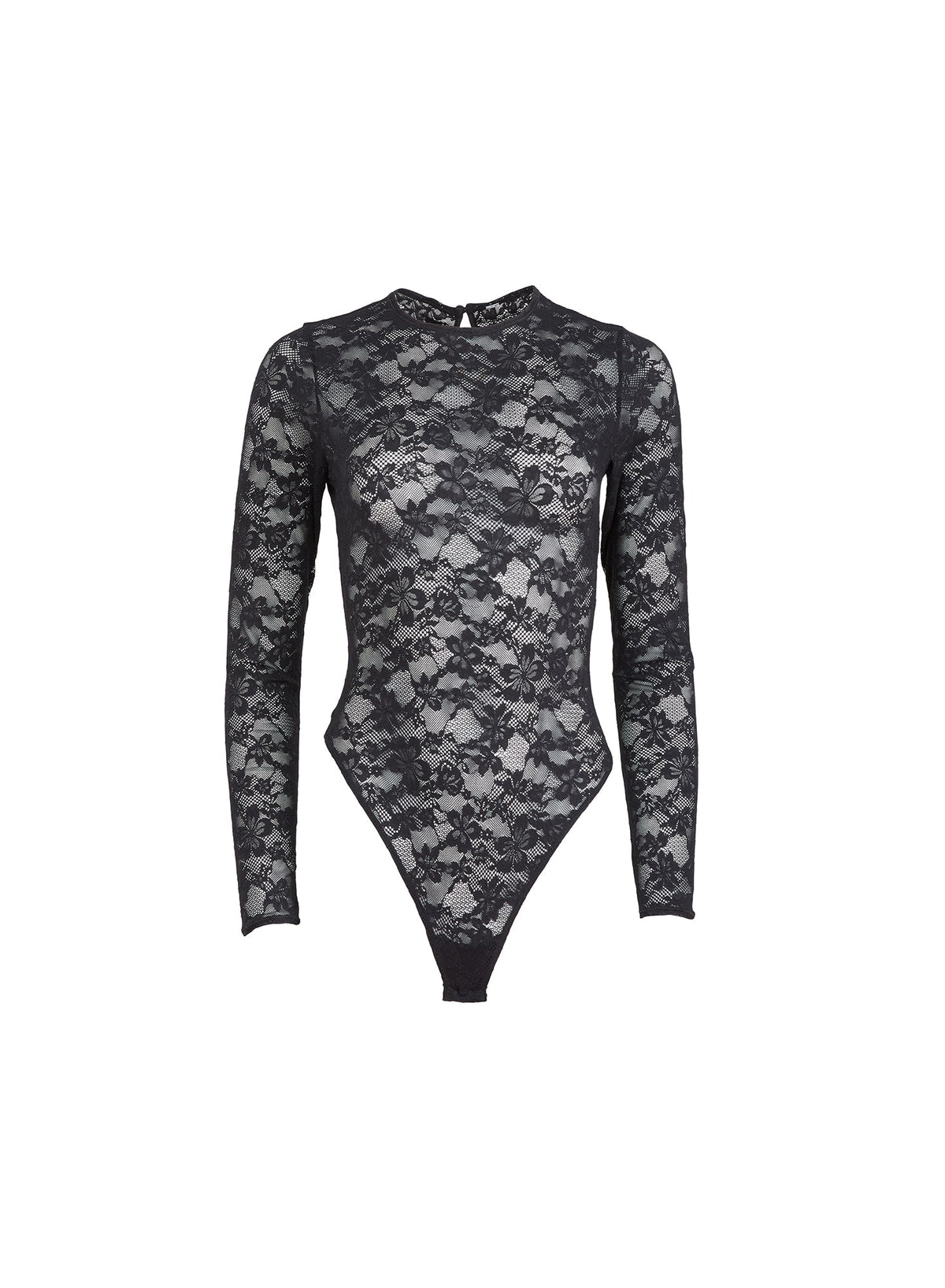 Black Le Stretch Lace Long Sleeve Bodysuit | Fleur du Mal