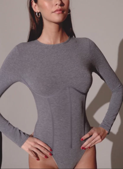 Heather Grey Organic Cotton T-Shirt Bodysuit | Fleur du Mal