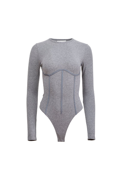 Heather Grey Organic Cotton T-Shirt Bodysuit | Fleur du Mal