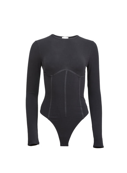 Black Organic Cotton T-Shirt Bodysuit | Fleur du Mal