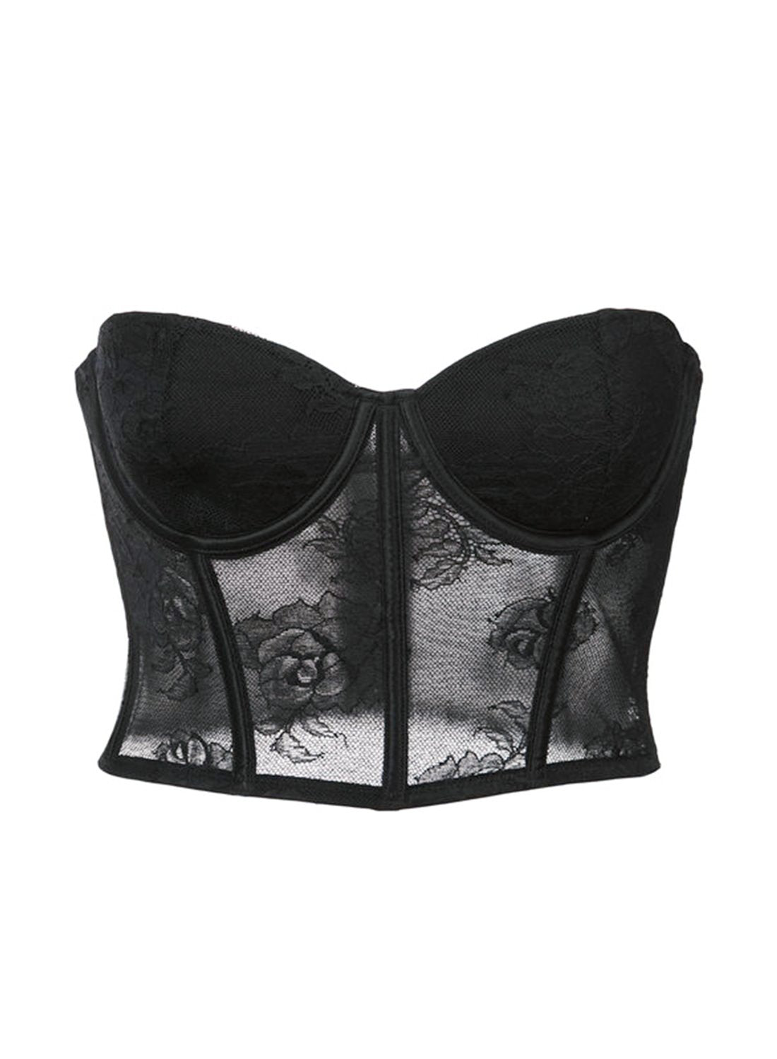 Black Bouquet Lace Bustier Top | Fleur du Mal