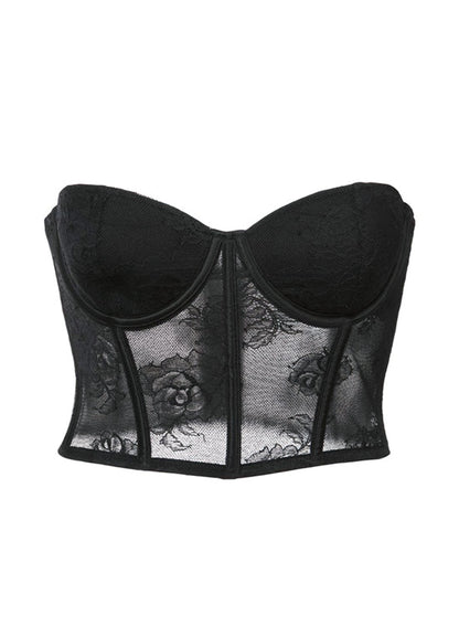 Black Bouquet Lace Bustier Top | Fleur du Mal