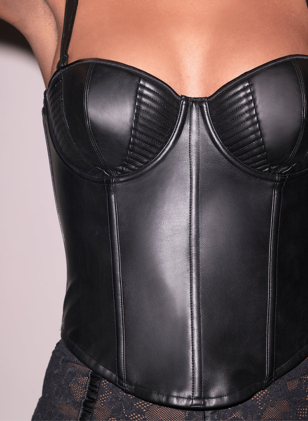 Black Vegan Leather Bustier Top | Fleur du Mal