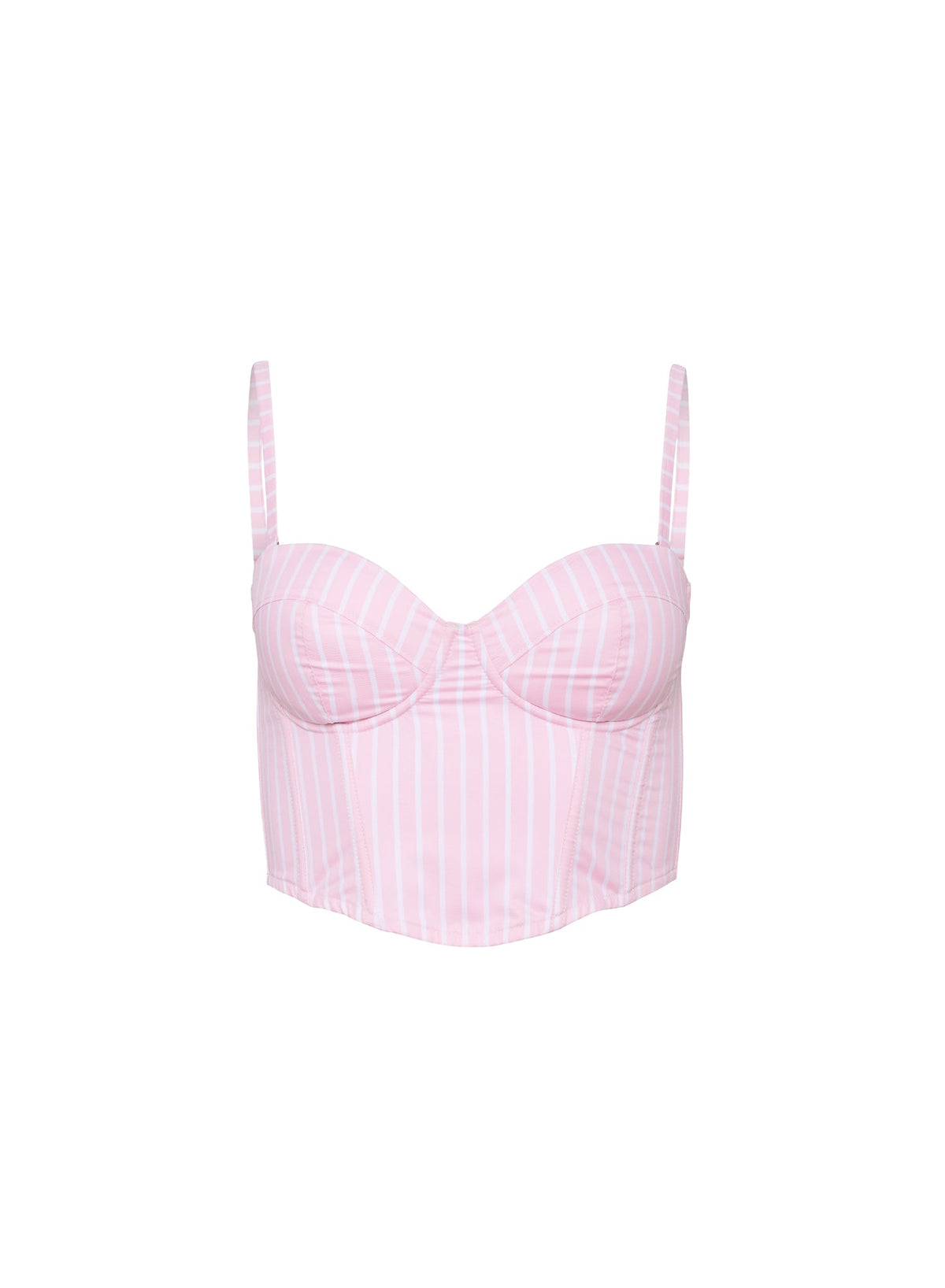 Pink Bubblegum Stripe Hampton Poplin Cropped Bustier | Fleur du Mal