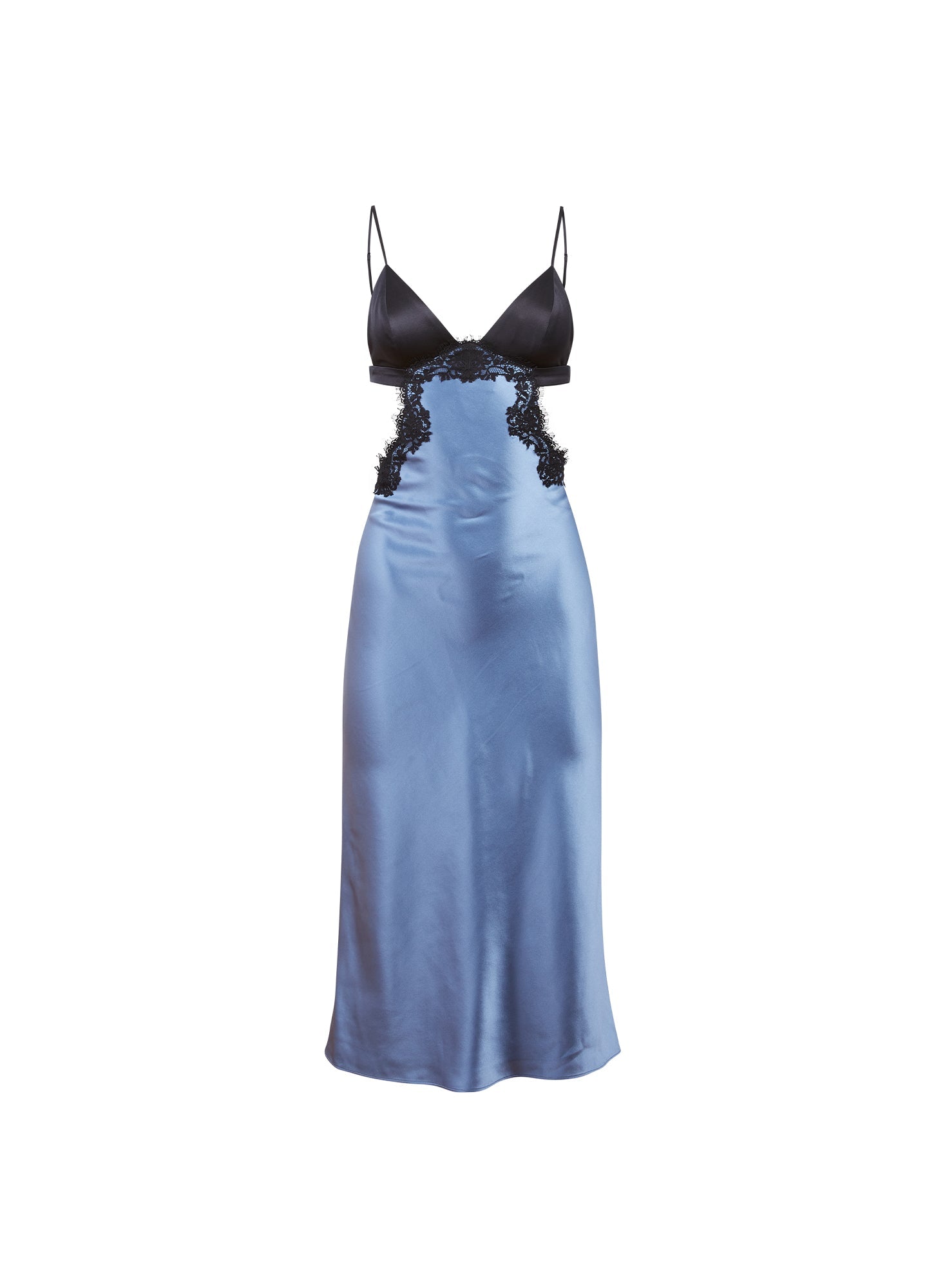 Blue Haze Silk & Lace Cutout Slip | Fleur du Mal