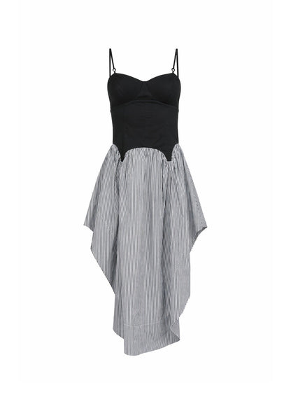 Black Stripe Poplin Corset Dress | Fleur du Mal