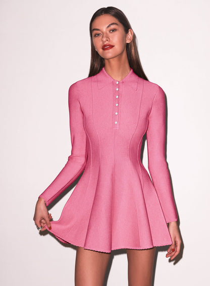 Pink Henley Flared Corset Dress | Fleur du Mal