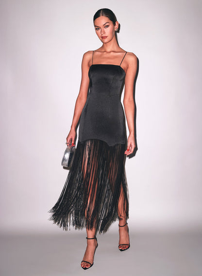Black Fringe Maxi Dress | Fleur du Mal