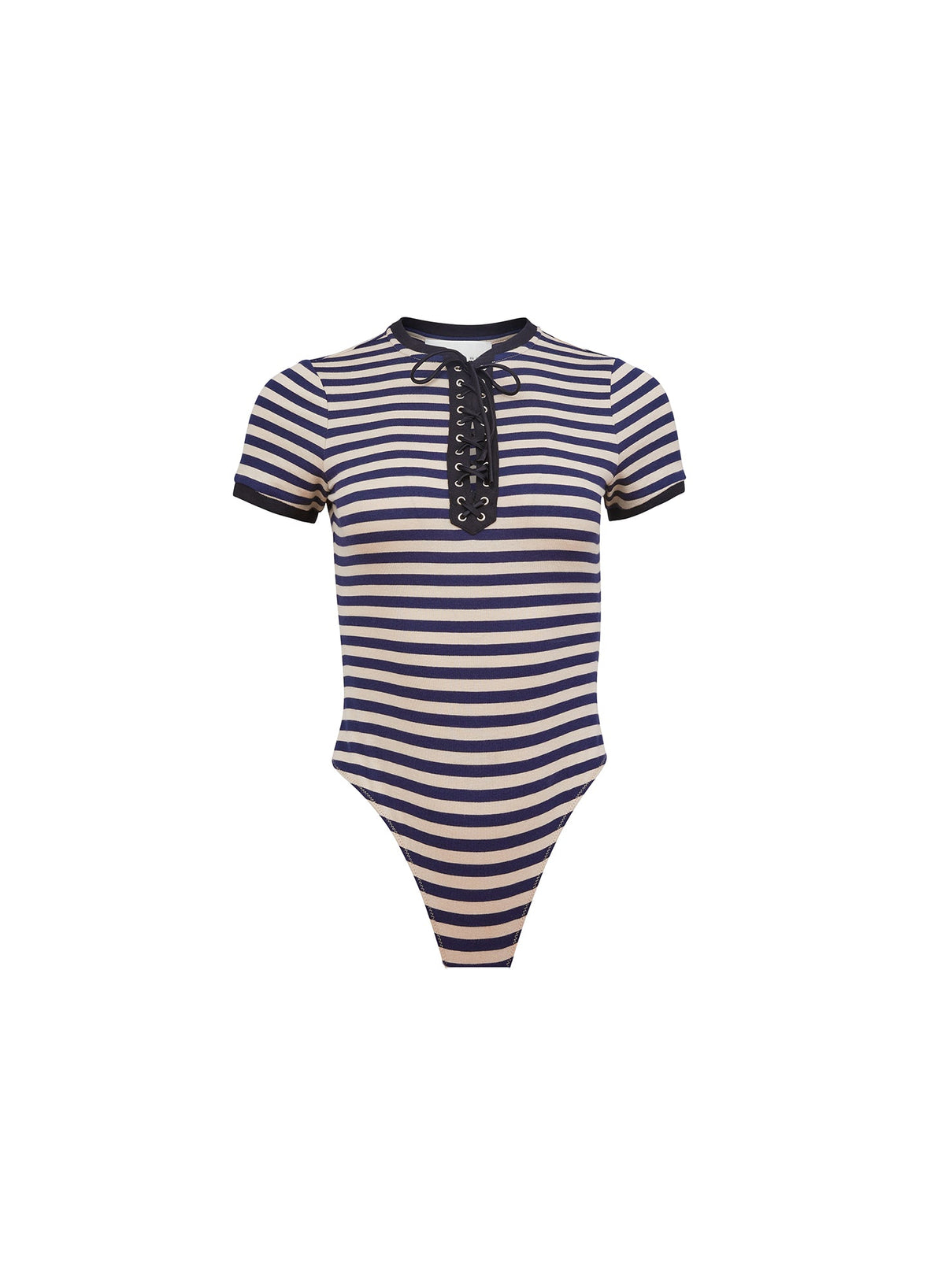 Navy Sand Stripe Ivy Ringer Bodysuit | Fleur du Mal
