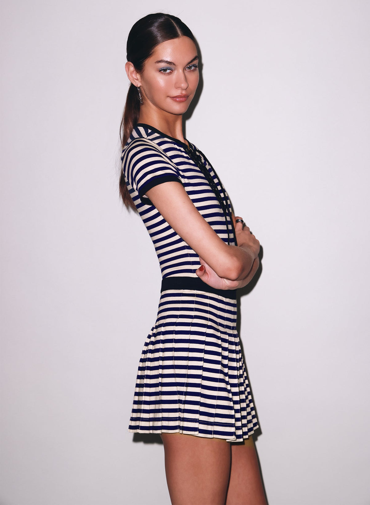 Navy Sand Stripe Ivy Ringer Bodysuit | Fleur du Mal