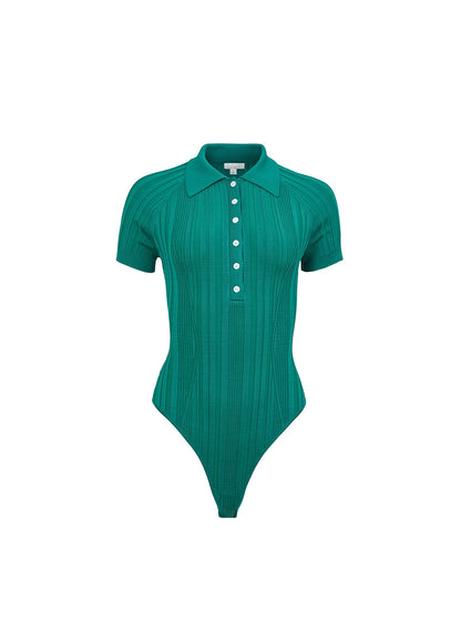 Lucky Green Rib Polo Bodysuit | Fleur du Mal