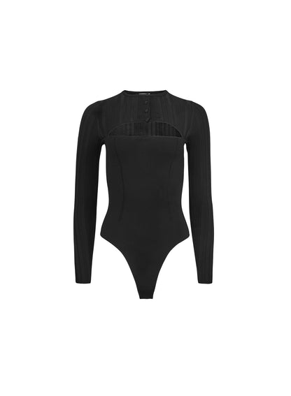 Black Rib Shrug Bodysuit | Fleur du Mal