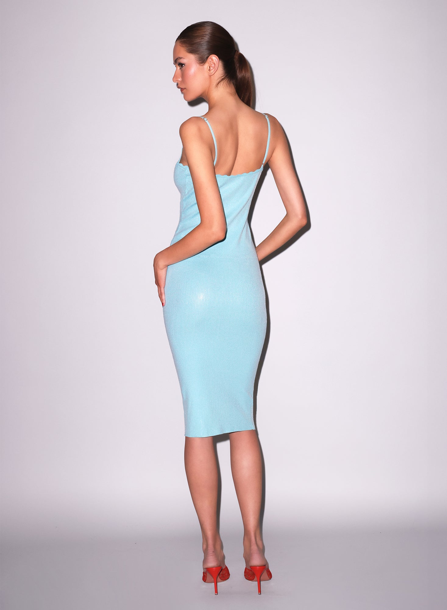 Mint Sequin Knit V-Neck Dress | Fleur du Mal