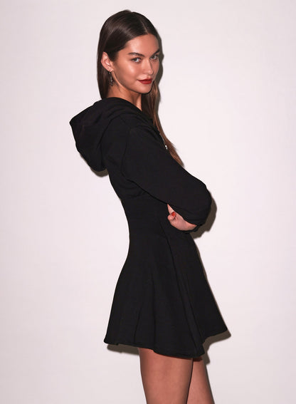 Black Unzip Me Hoodie Dress | Fleur du Mal