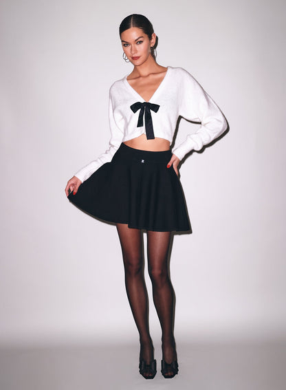 Black Knit Flared Mini Skirt | Fleur du Mal