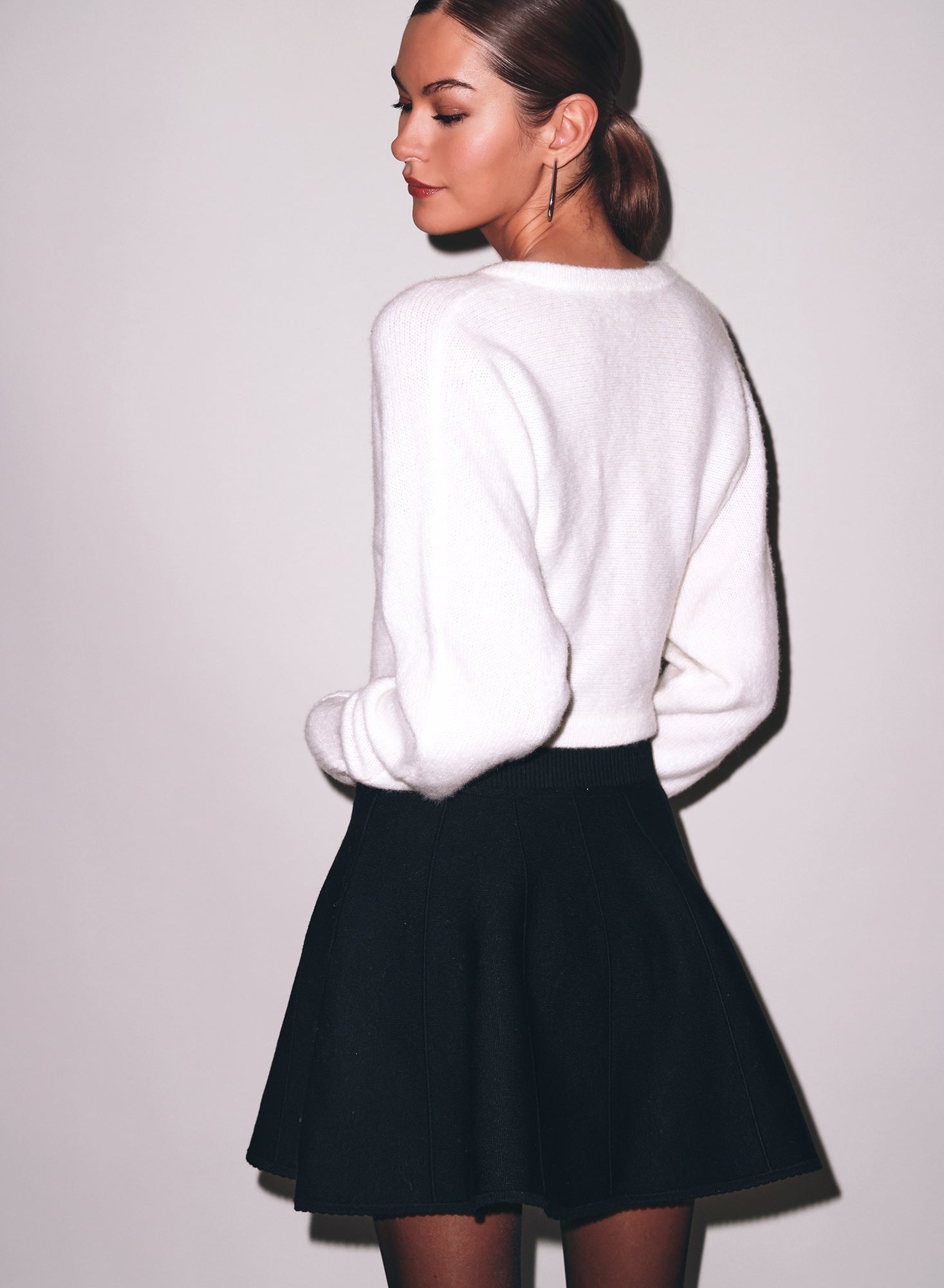 Black Knit Flared Mini Skirt | Fleur du Mal