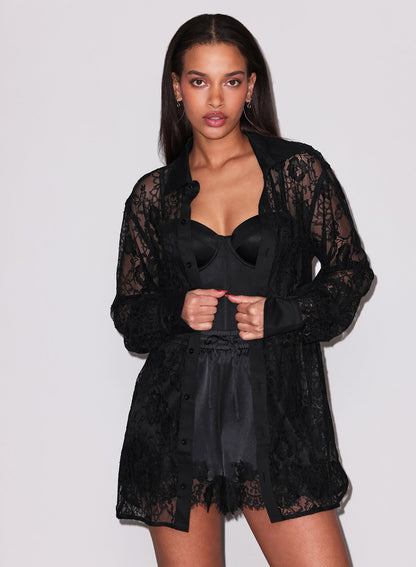 Black Juliet Lace Button Down | Fleur du Mal