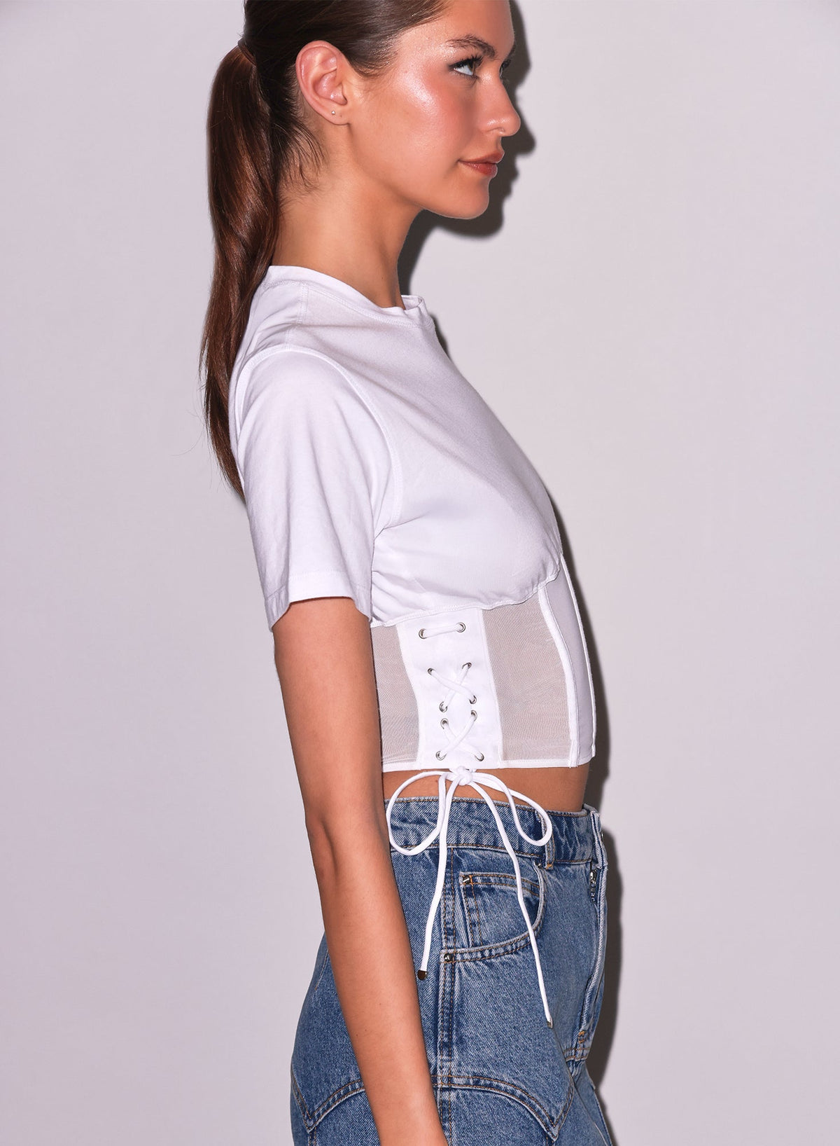 Ivory Sabrina Corset T-Shirt | Fleur du Mal
