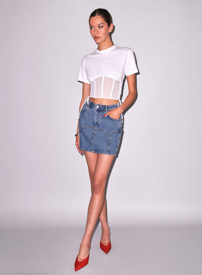 Ivory Sabrina Corset T-Shirt | Fleur du Mal
