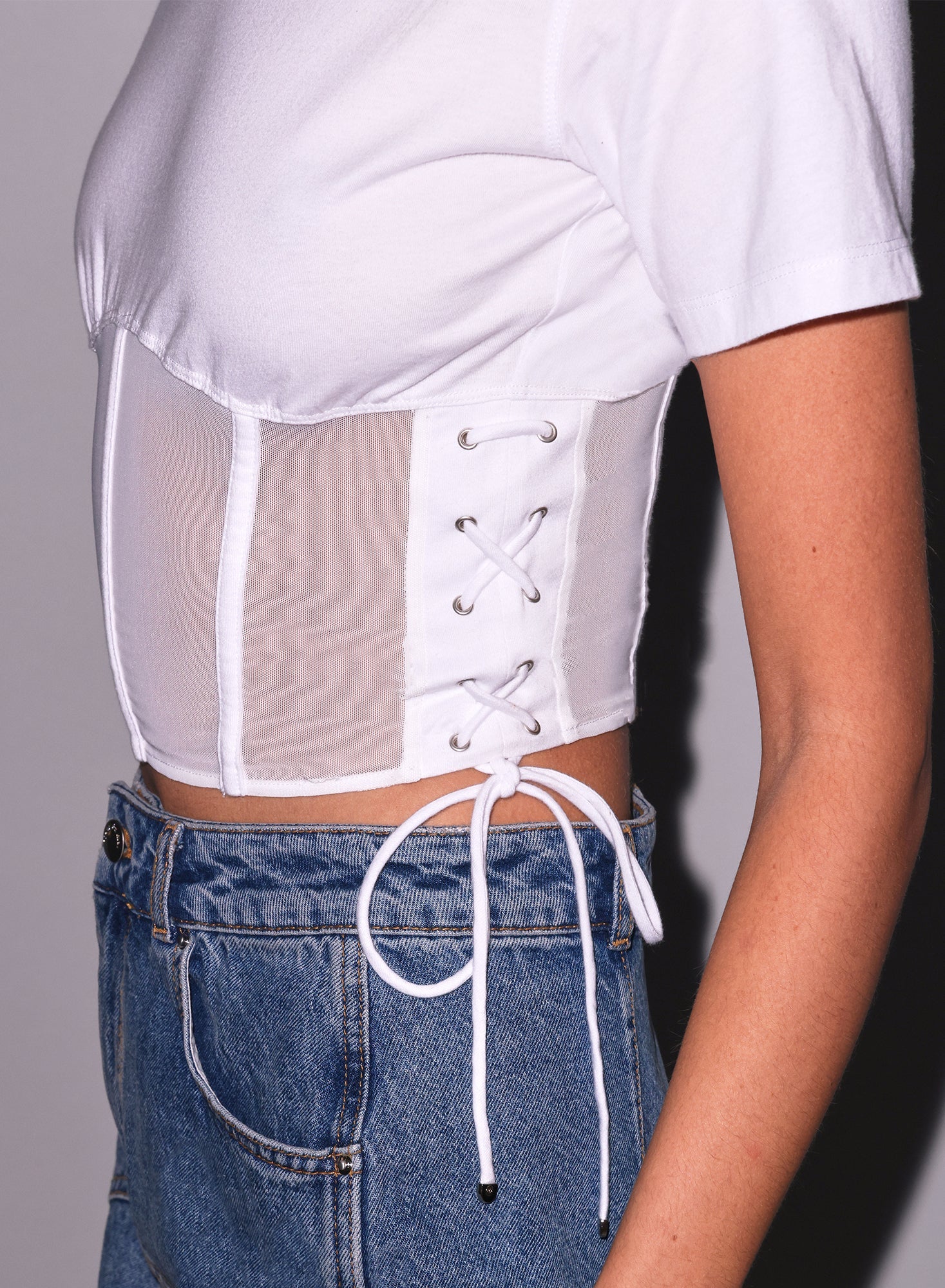 Ivory Sabrina Corset T-Shirt | Fleur du Mal