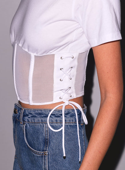 Ivory Sabrina Corset T-Shirt | Fleur du Mal