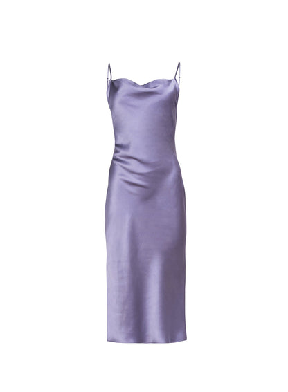 Lavender Smoke Silk Cowl Slip Dress | Fleur du Mal