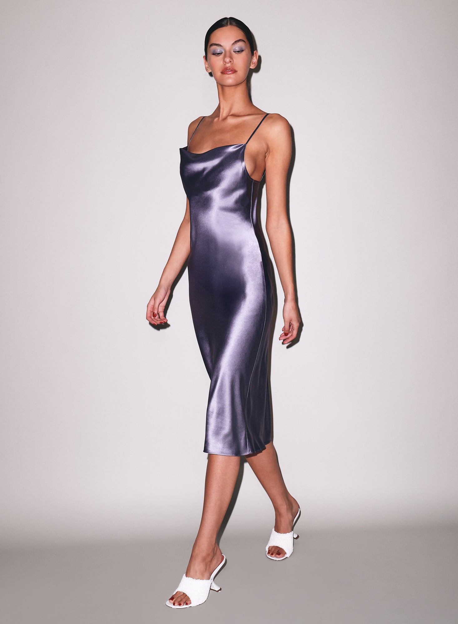 Lavender Smoke Silk Cowl Slip Dress | Fleur du Mal