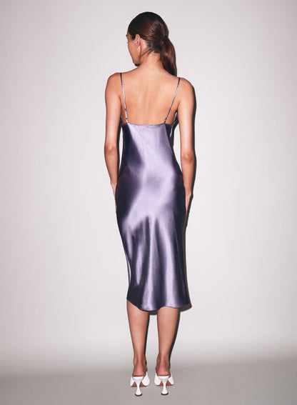 Lavender Smoke Silk Cowl Slip Dress | Fleur du Mal
