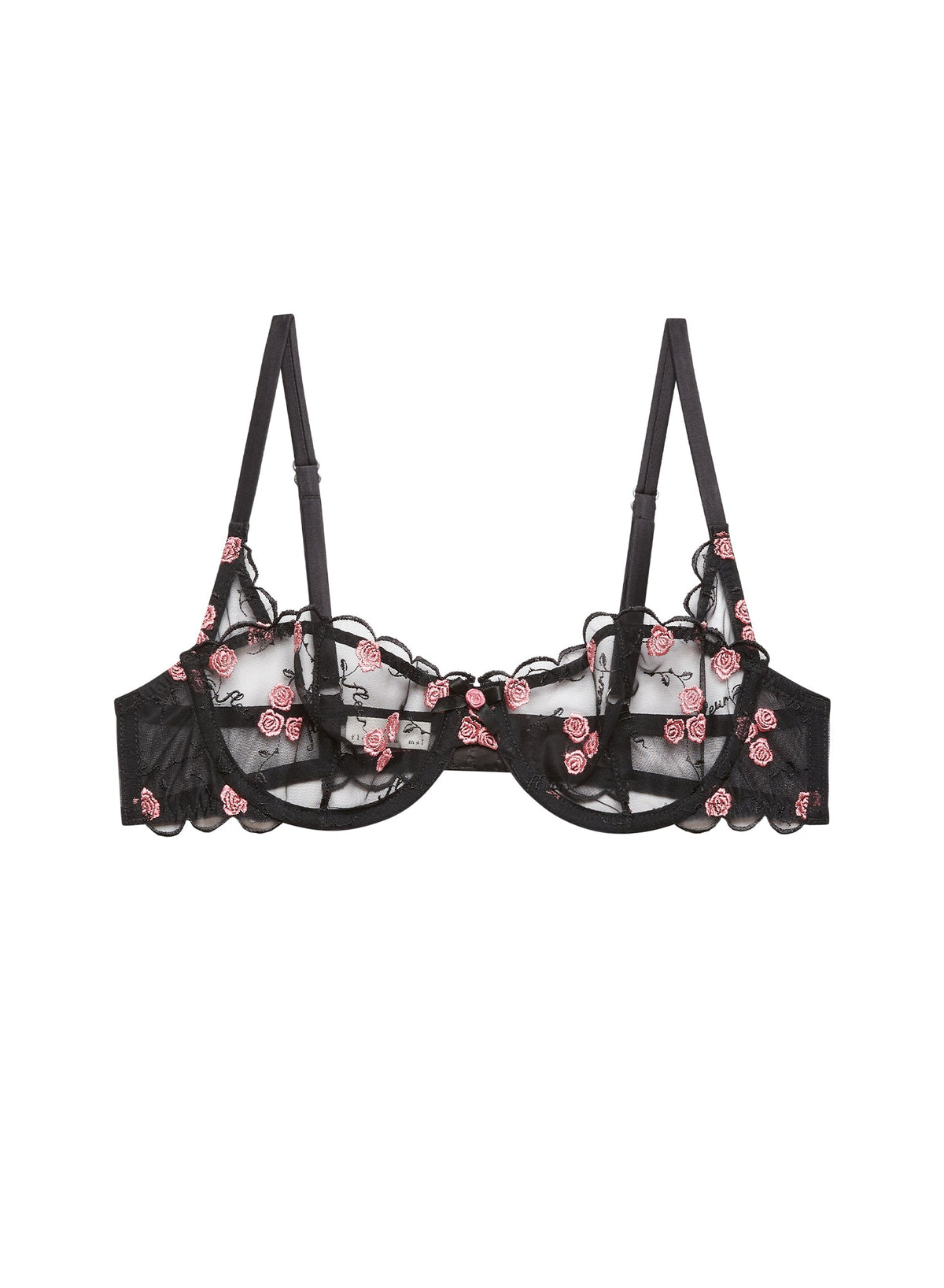 Black Rose & Vine Embroidery Balconette Bra | Fleur du Mal