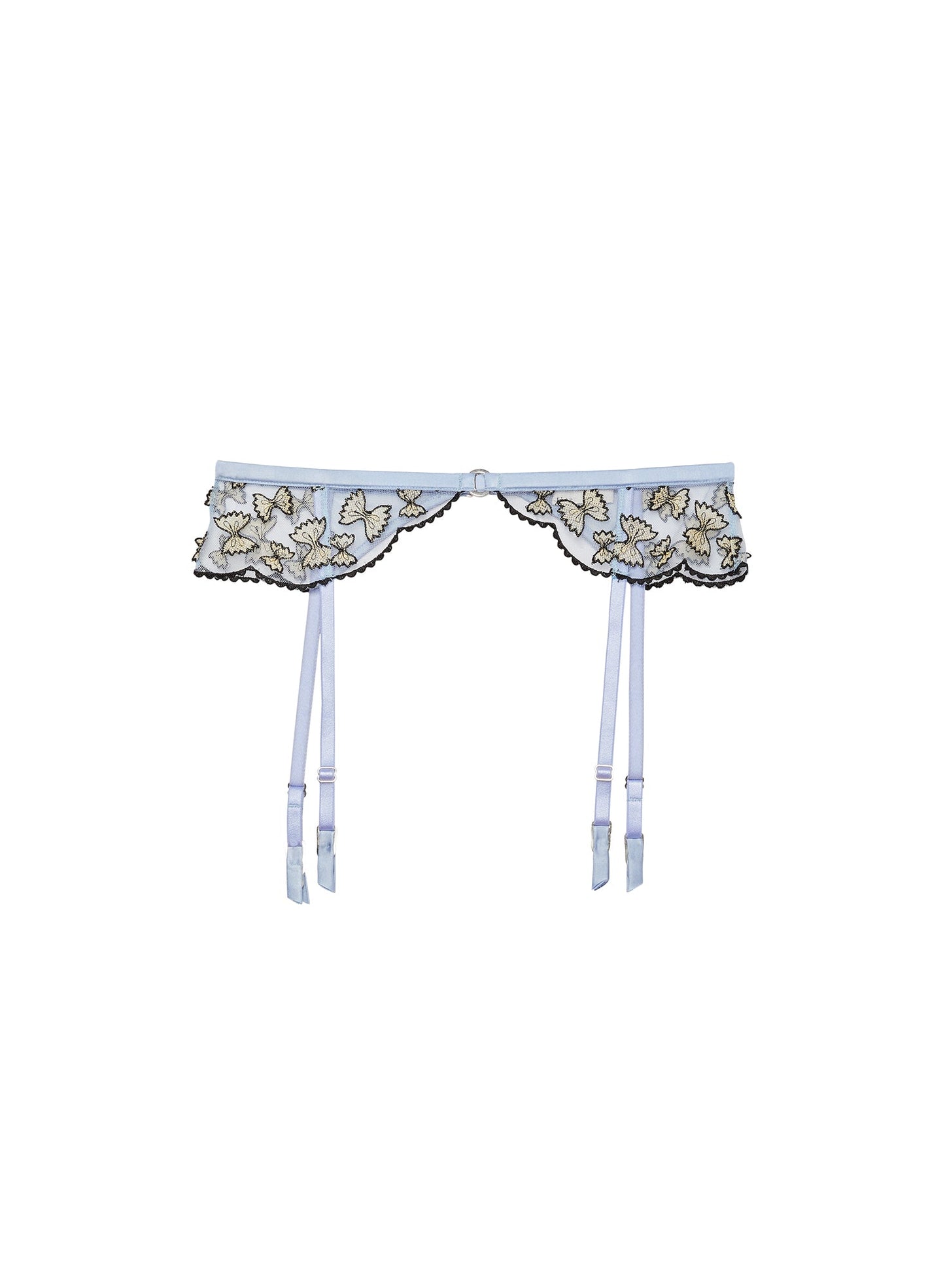 Baby Blue Farfalle Embroidery Garter | Fleur du Mal
