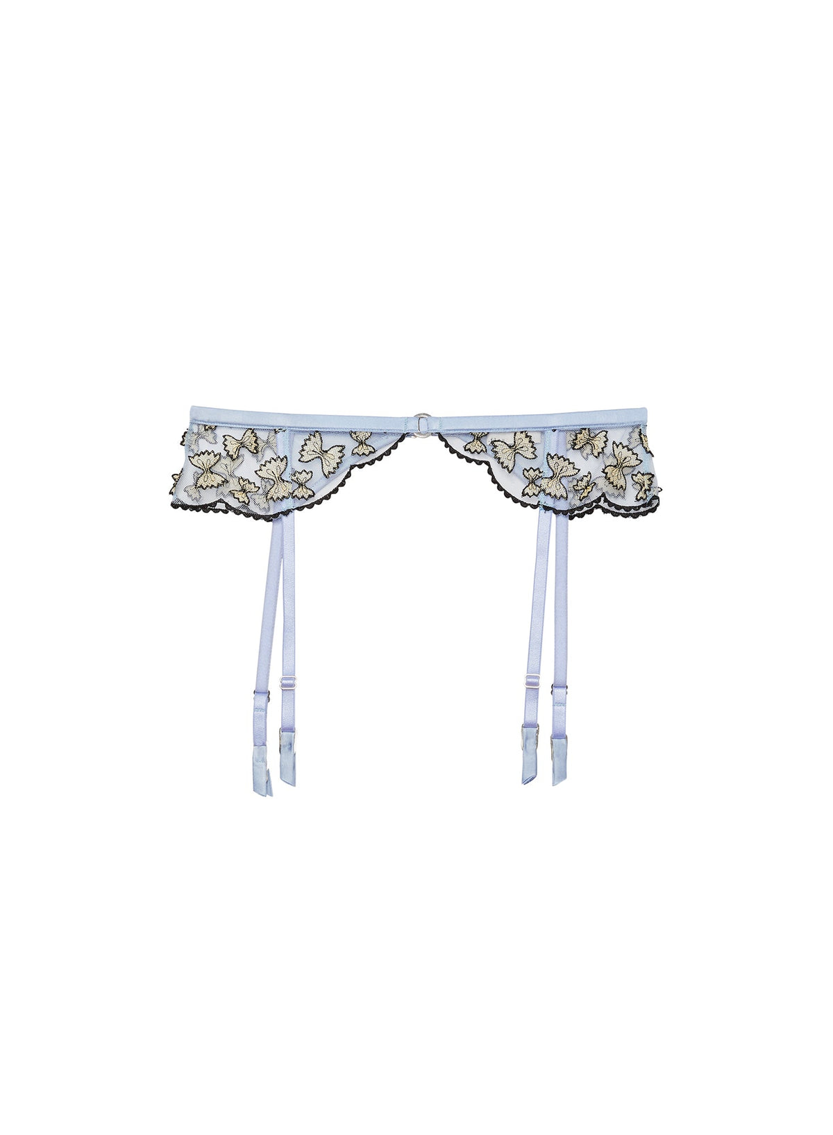 Baby Blue Farfalle Embroidery Garter | Fleur du Mal