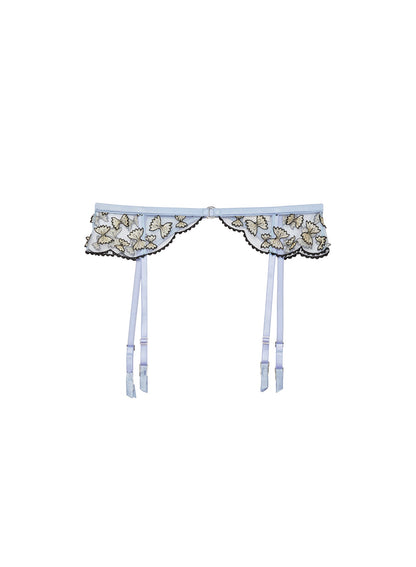 Baby Blue Farfalle Embroidery Garter | Fleur du Mal