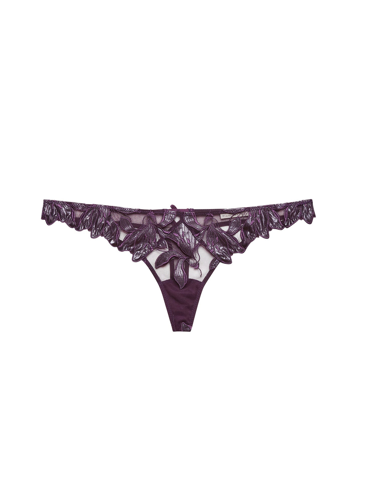 Aubergine Lily Embroidery Hipster Thong | Fleur du Mal