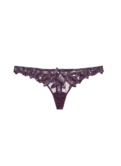 Aubergine Lily Embroidery Hipster Thong | Fleur du Mal