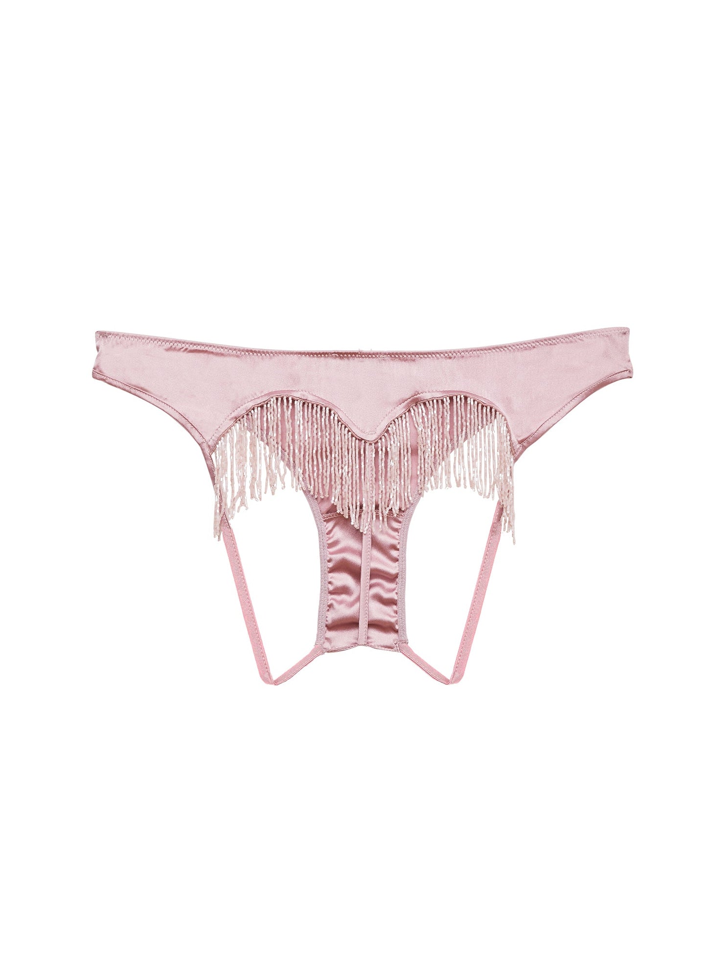Rosebud Beaded Fringe Ouvert Heart Shaped Panty | Fleur du Mal