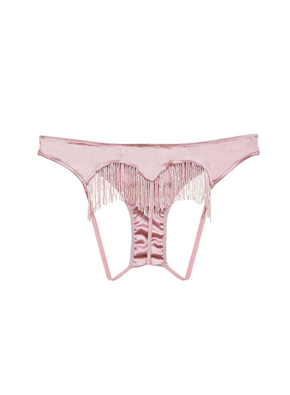 Rosebud Beaded Fringe Ouvert Heart Shaped Panty | Fleur du Mal