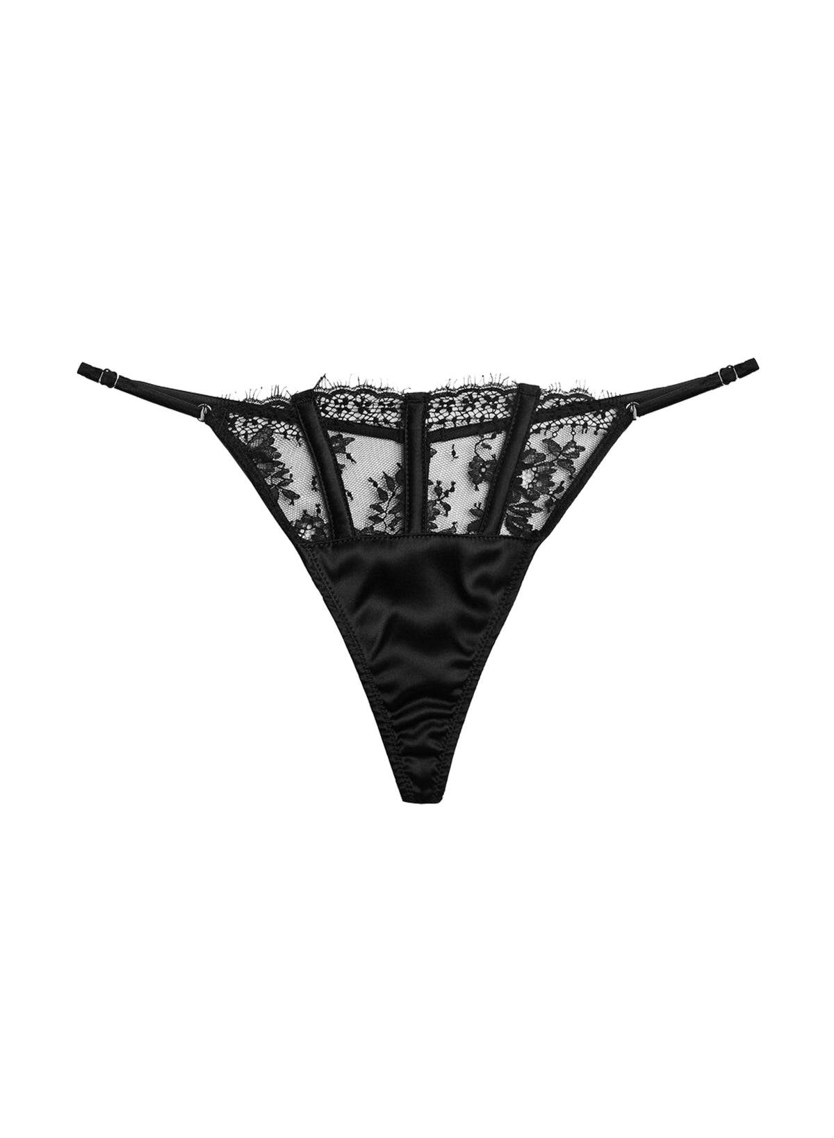 Black Frankie Lace V-String | Fleur du Mal