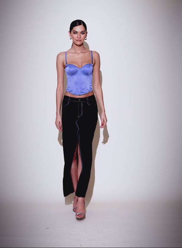 Black Silk Maxi Skirt | Fleur du Mal